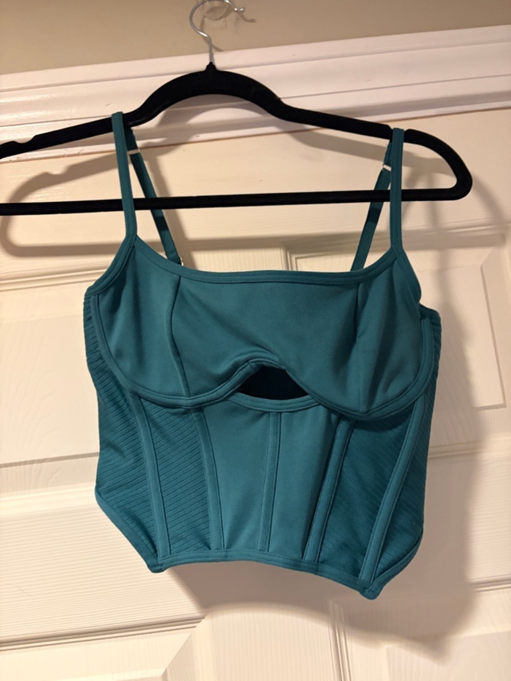 Gilly Hicks Corset-Style Cutout Crop Top in Teal S